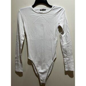 Zara Long Sleeve Bodysuit Size Medium ~ Ivory Color